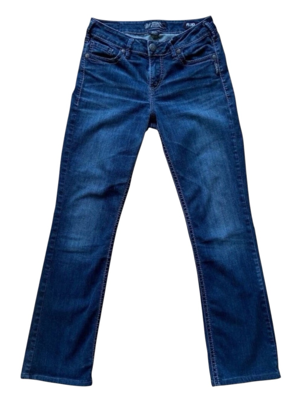 Silver Suki High slim boot jeans stretch blue denim contrasting stitches size 29